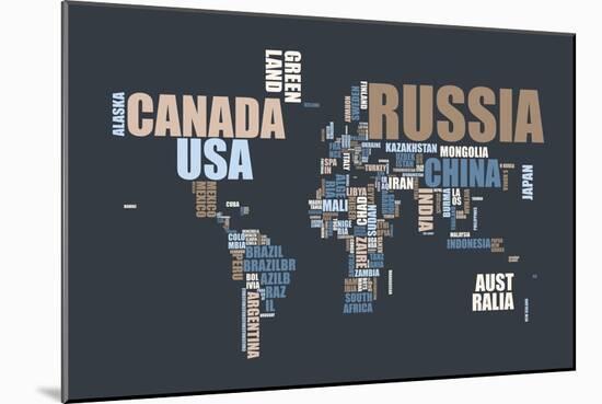 World Text Map-Michael Tompsett-Mounted Art Print