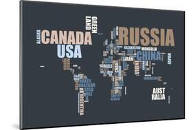 World Text Map-Michael Tompsett-Mounted Art Print