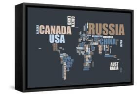 World Text Map-Michael Tompsett-Framed Stretched Canvas