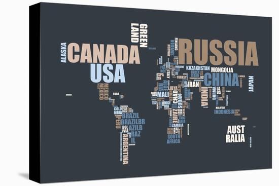 World Text Map-Michael Tompsett-Stretched Canvas