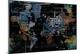 World Text Map-OnRei-Mounted Art Print