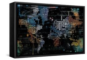 World Text Map-OnRei-Framed Stretched Canvas
