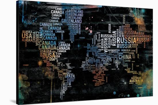 World Text Map-OnRei-Stretched Canvas