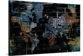 World Text Map-OnRei-Stretched Canvas