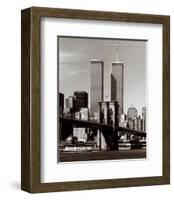 World Trade Center and Brooklyn Bridge-Walter Gritsik-Framed Art Print