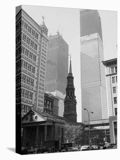 World Trade Center Twin Towers Construction, New York City, New York, c.1971-null-Stretched Canvas