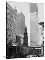 World Trade Center Twin Towers Construction, New York City, New York, c.1971-null-Stretched Canvas