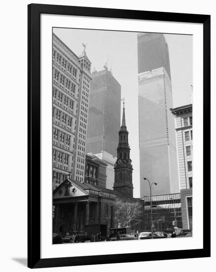 World Trade Center Twin Towers Construction, New York City, New York, c.1971-null-Framed Photographic Print