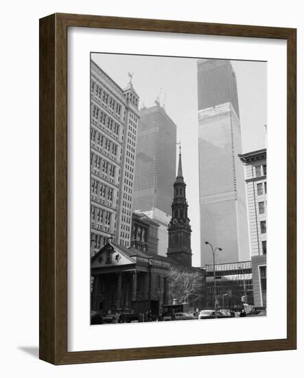 World Trade Center Twin Towers Construction, New York City, New York, c.1971-null-Framed Photographic Print