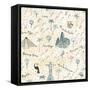 World Traveler Pattern V-Laura Marshall-Framed Stretched Canvas