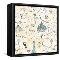 World Traveler Pattern V-Laura Marshall-Framed Stretched Canvas