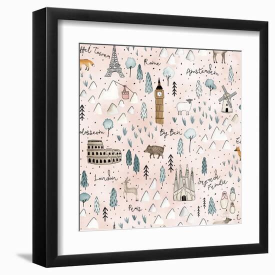 World Traveler Pattern VII-Laura Marshall-Framed Art Print