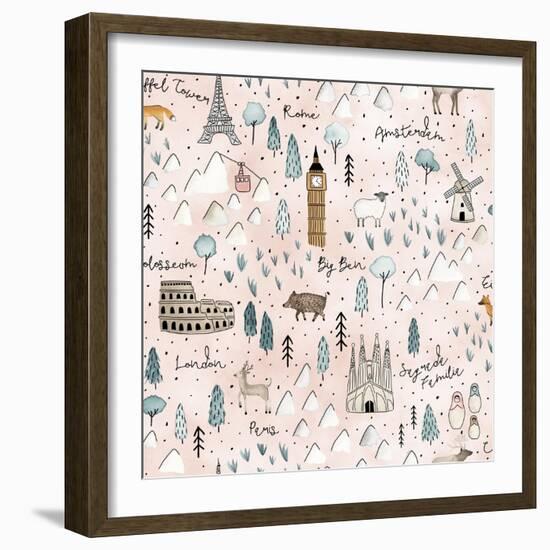 World Traveler Pattern VII-Laura Marshall-Framed Art Print