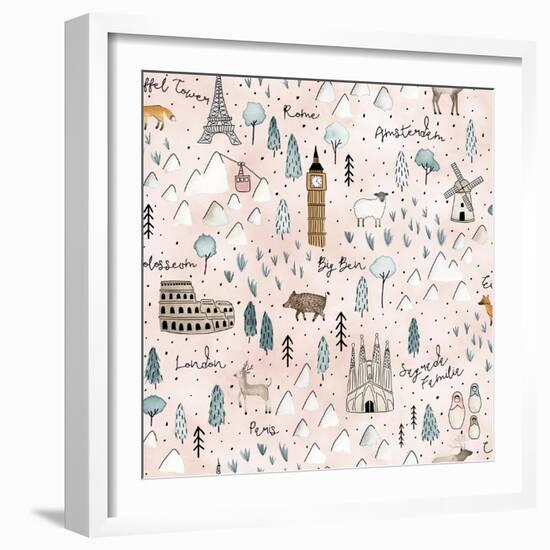 World Traveler Pattern VII-Laura Marshall-Framed Art Print