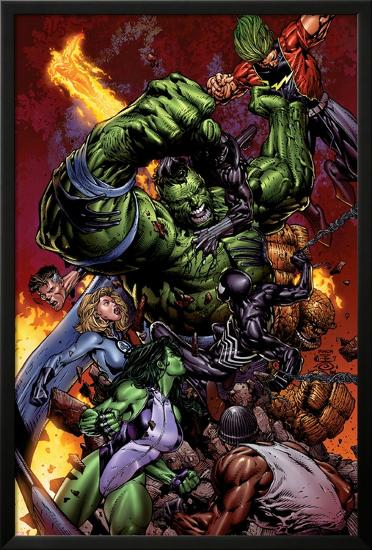 World War Hulk No.2 Cover: Hulk-David Finch-Lamina Framed Poster