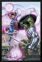 World War Hulk No.4 Cover: Hulk and Dr. Strange-John Romita Jr^-Lamina Framed Poster