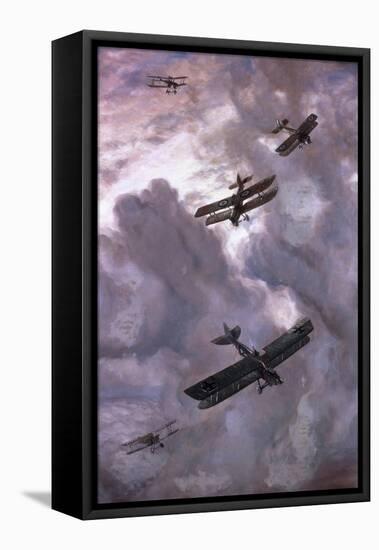 World War I (1914-1918). Aerial Battle Between French (Model Nieuport 17) and German (Albatros…-null-Framed Stretched Canvas