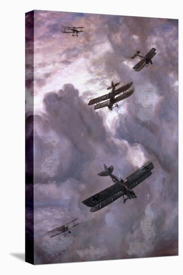World War I (1914-1918). Aerial Battle Between French (Model Nieuport 17) and German (Albatros…-null-Stretched Canvas