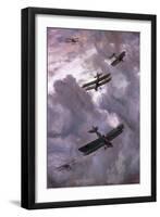 World War I (1914-1918). Aerial Battle Between French (Model Nieuport 17) and German (Albatros…-null-Framed Giclee Print