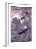 World War I (1914-1918). Aerial Battle Between French (Model Nieuport 17) and German (Albatros…-null-Framed Giclee Print
