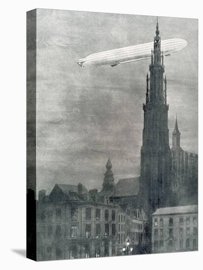 World War I (1914-1918). First German Zeppelin over Antwerpe-Prisma Archivo-Stretched Canvas