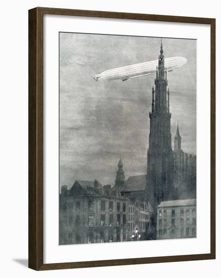 World War I (1914-1918). First German Zeppelin over Antwerpe-Prisma Archivo-Framed Photographic Print