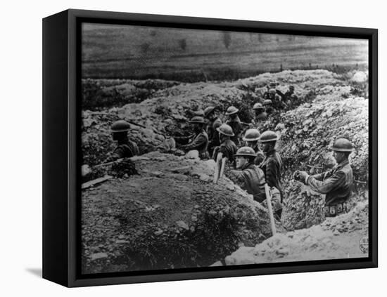 World War I, American 132nd Infantry, 33rd Division, in a Trench at Alexandre, Meuse, France, 1918-null-Framed Stretched Canvas