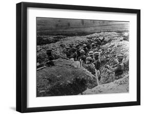 World War I, American 132nd Infantry, 33rd Division, in a Trench at Alexandre, Meuse, France, 1918-null-Framed Photo