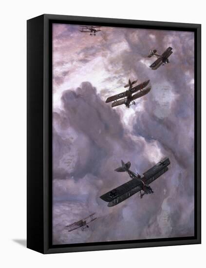 World War I Battle Between French (Model Nieuport 17) and German (Albatros D-Iii) Aircrafts-Prisma-Framed Stretched Canvas