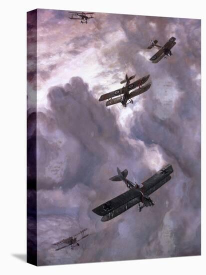 World War I Battle Between French (Model Nieuport 17) and German (Albatros D-Iii) Aircrafts-Prisma-Stretched Canvas