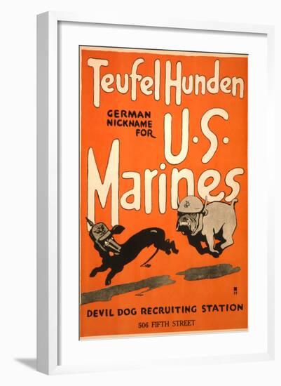 World War I Devil Dog Poster-null-Framed Art Print