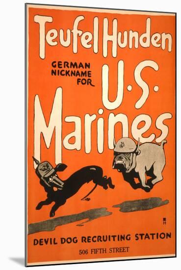 World War I Devil Dog Poster-null-Mounted Art Print