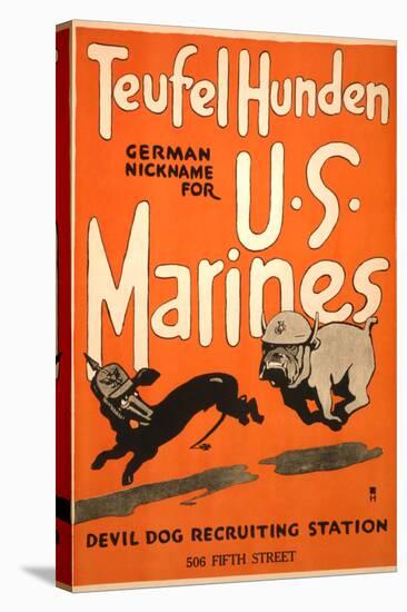 World War I Devil Dog Poster-null-Stretched Canvas