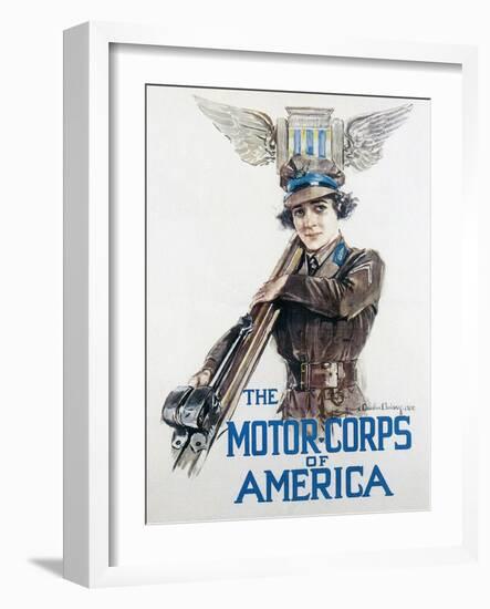 World War I: Motor Corps-Howard Chandler Christy-Framed Giclee Print