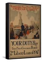 World War I Poster Urging American Immigrants to Buy U.S. War Bonds-null-Framed Stretched Canvas