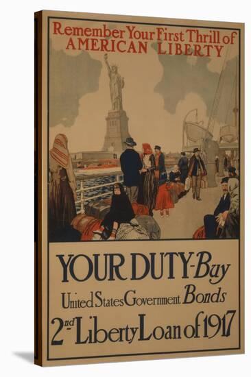 World War I Poster Urging American Immigrants to Buy U.S. War Bonds-null-Stretched Canvas