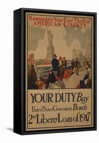 World War I Poster Urging American Immigrants to Buy U.S. War Bonds-null-Framed Stretched Canvas