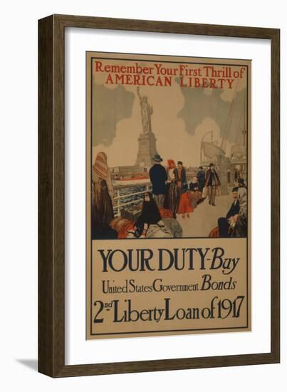 World War I Poster Urging American Immigrants to Buy U.S. War Bonds-null-Framed Art Print