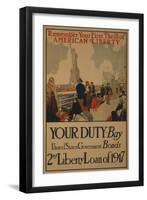 World War I Poster Urging American Immigrants to Buy U.S. War Bonds-null-Framed Art Print