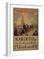 World War I Poster Urging American Immigrants to Buy U.S. War Bonds-null-Framed Art Print