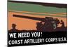 World War I Propaganda Poster of Soldiers Operating an Artillery Cannon-null-Mounted Art Print