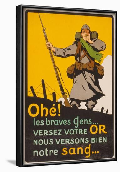 World War I Soldier French War Propaganda Vintage Ad Poster Print-null-Framed Poster