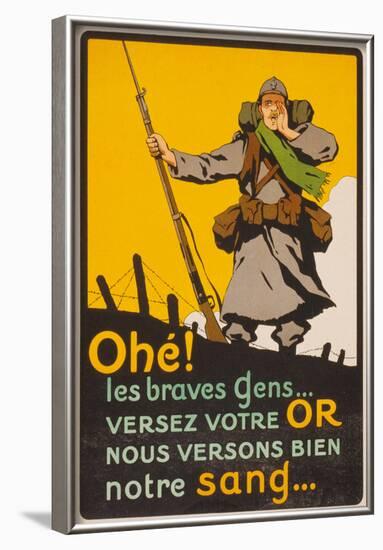 World War I Soldier French War Propaganda Vintage Ad Poster Print-null-Framed Poster