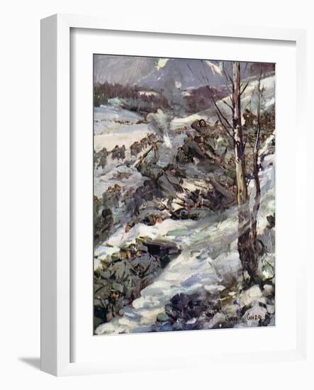 World War I- The Russians cross the Carpathians-Cyrus Cuneo-Framed Giclee Print