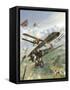 World War I U.S. Bi-Plane Attacking German Bi-Planes-Stocktrek Images-Framed Stretched Canvas