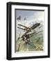 World War I U.S. Bi-Plane Attacking German Bi-Planes-Stocktrek Images-Framed Art Print