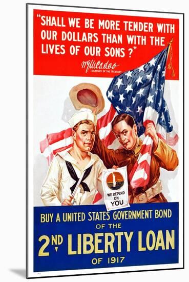 World War I War Bonds Poster-null-Mounted Art Print