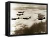 World War Ii (1939-1945), a Squad of British Aircraft Model Spitfire Flying, (October 1939)-Prisma-Framed Stretched Canvas