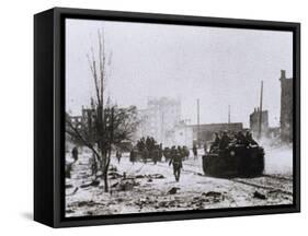 World War II (1939-1945). Battle of Stalingrad. Artillery into the City of Stalingrad. Ussr-null-Framed Stretched Canvas