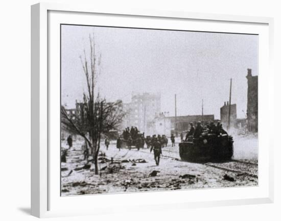 World War II (1939-1945). Battle of Stalingrad. Artillery into the City of Stalingrad. Ussr-null-Framed Giclee Print